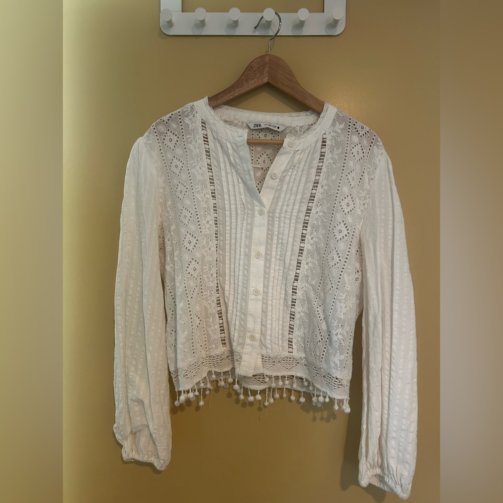 Zara Ivory Lace Women's Blouse